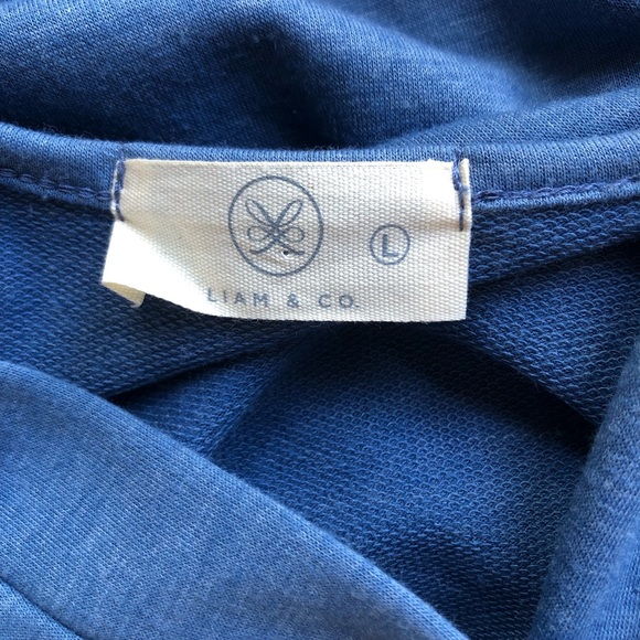 Liam & Co. Dolman Sleeve Button Front Blue Modest T-shirt Dress - Picture 3 of 4